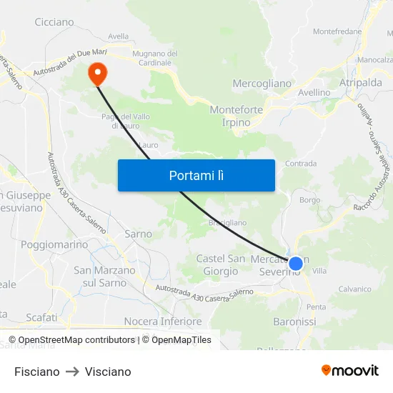 Fisciano to Visciano map