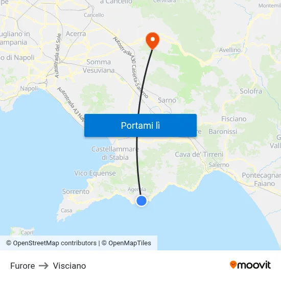 Furore to Visciano map