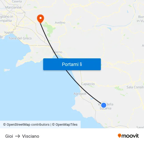 Gioi to Visciano map