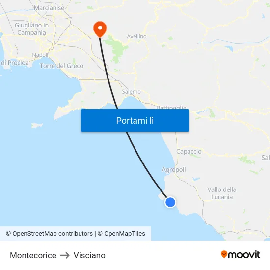 Montecorice to Visciano map