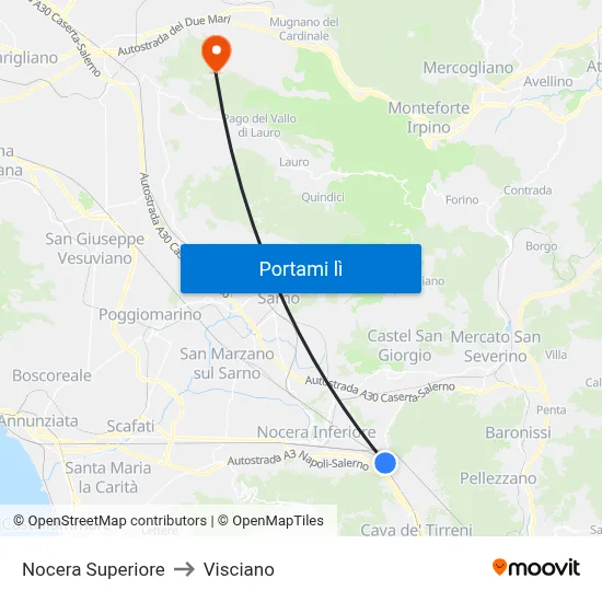 Nocera Superiore to Visciano map