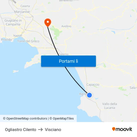 Ogliastro Cilento to Visciano map