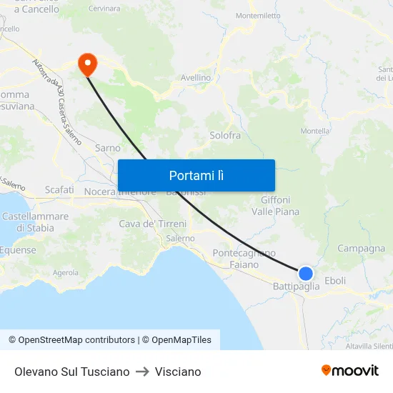 Olevano Sul Tusciano to Visciano map