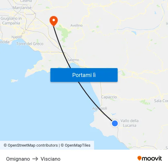 Omignano to Visciano map
