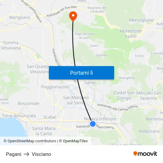 Pagani to Visciano map