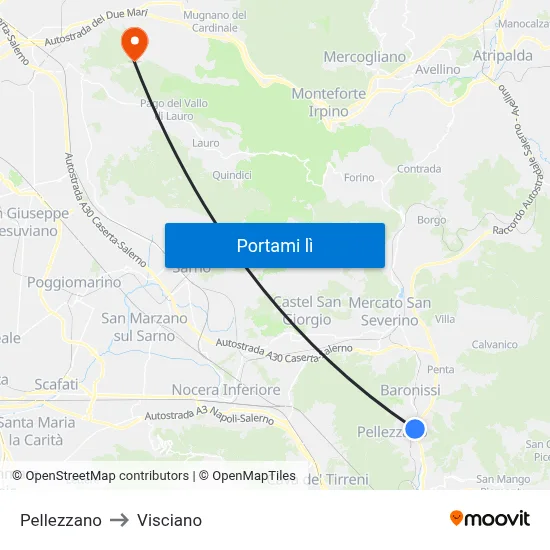 Pellezzano to Visciano map