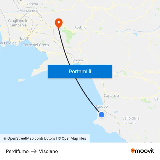 Perdifumo to Visciano map