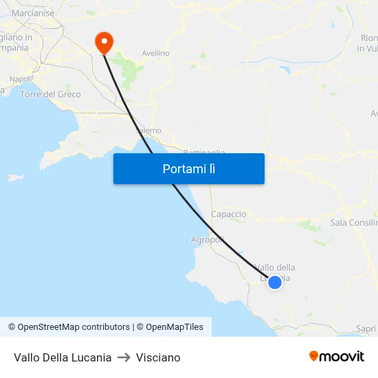 Vallo Della Lucania to Visciano map