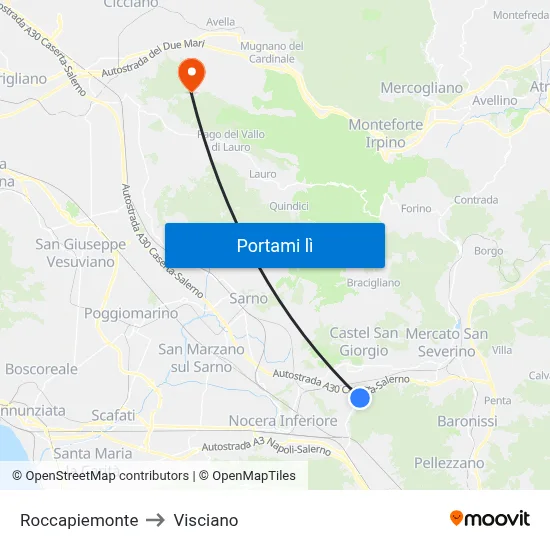 Roccapiemonte to Visciano map