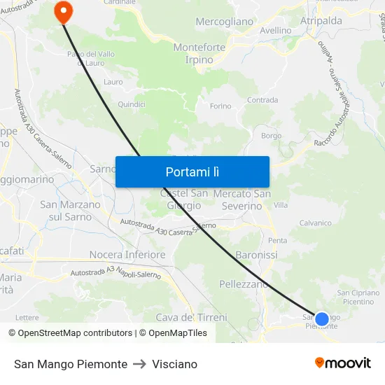 San Mango Piemonte to Visciano map