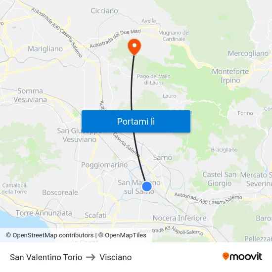 San Valentino Torio to Visciano map