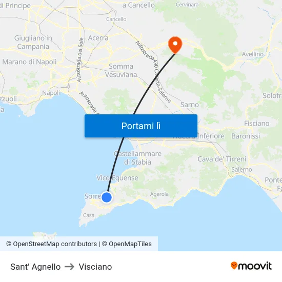 Sant' Agnello to Visciano map