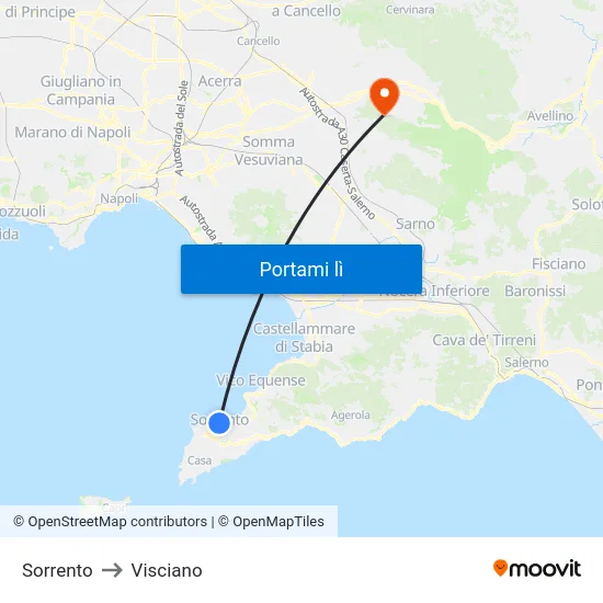 Sorrento to Visciano map
