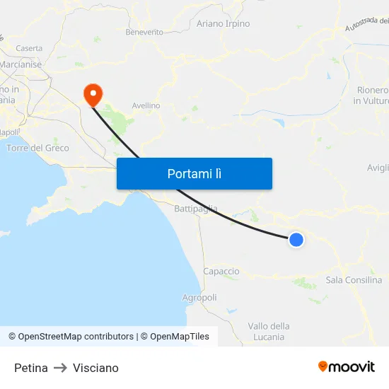 Petina to Visciano map