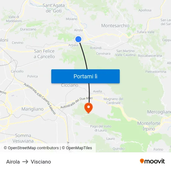 Airola to Visciano map