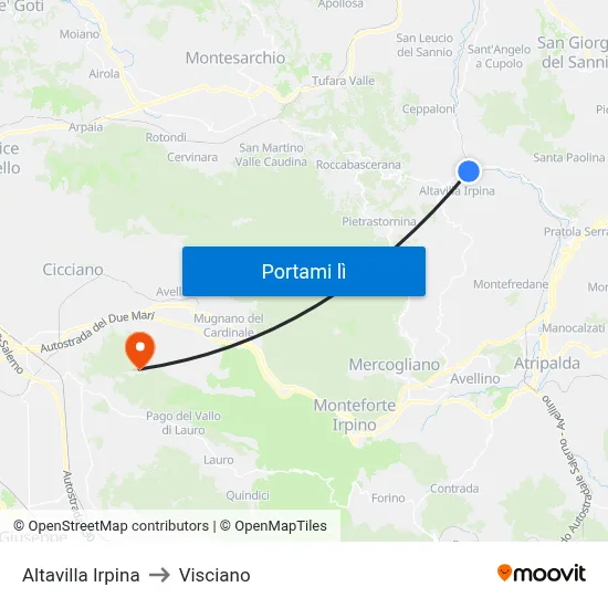 Altavilla Irpina to Visciano map