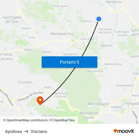 Apollosa to Visciano map