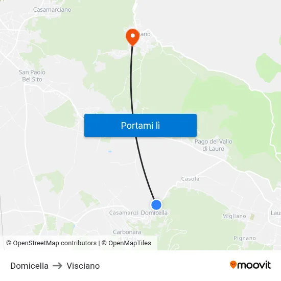 Domicella to Visciano map