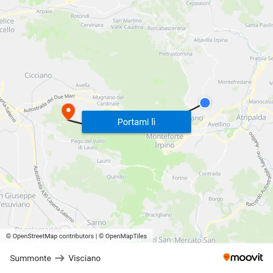Summonte to Visciano map