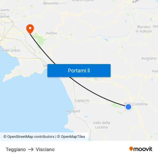 Teggiano to Visciano map
