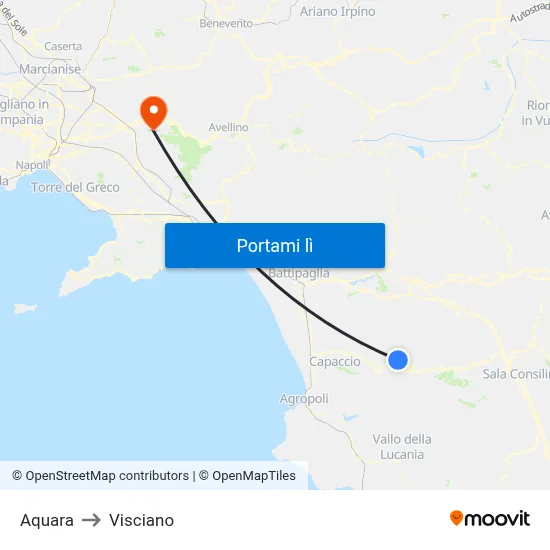 Aquara to Visciano map