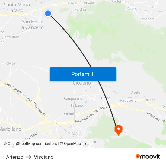 Arienzo to Visciano map