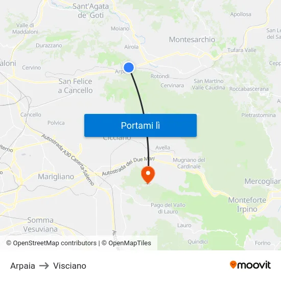 Arpaia to Visciano map