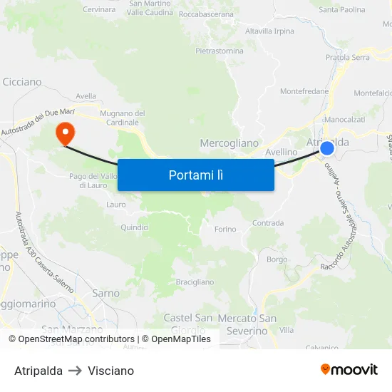 Atripalda to Visciano map