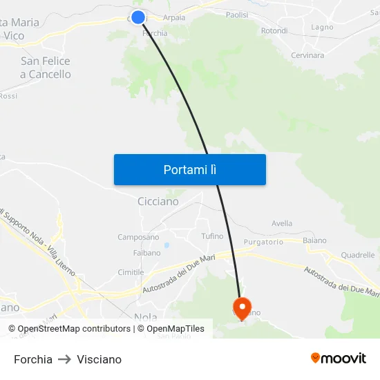Forchia to Visciano map