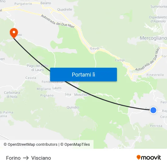 Forino to Visciano map