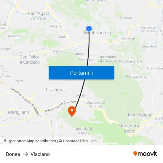 Bonea to Visciano map
