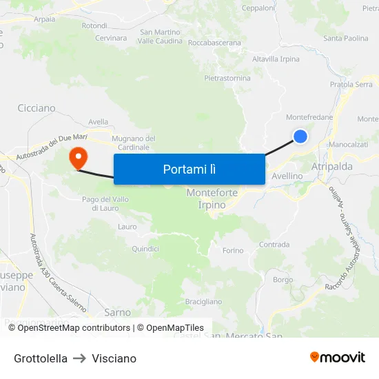 Grottolella to Visciano map