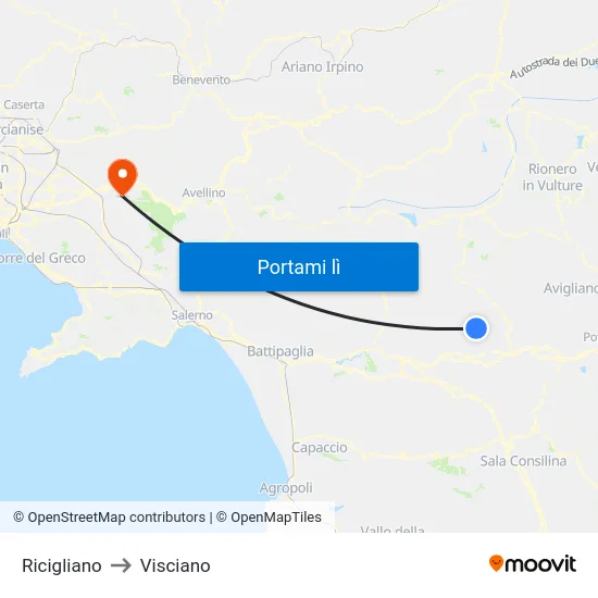 Ricigliano to Visciano map