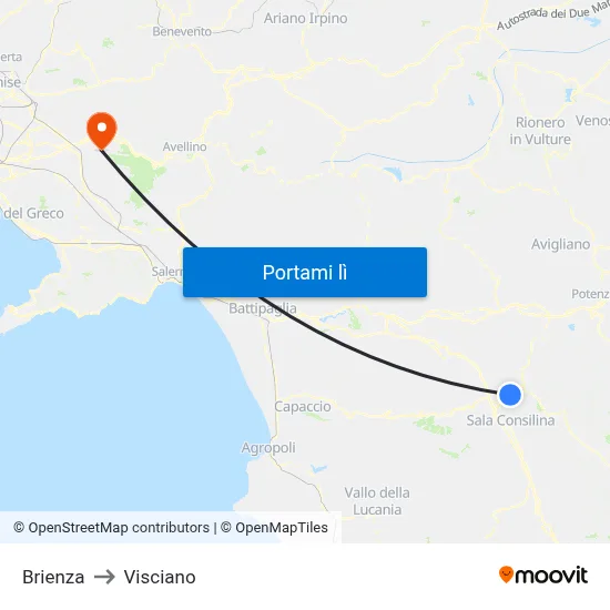 Brienza to Visciano map