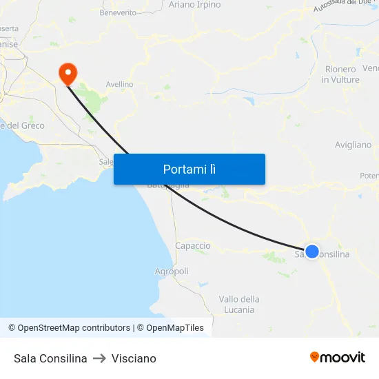 Sala Consilina to Visciano map