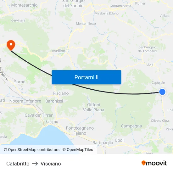 Calabritto to Visciano map