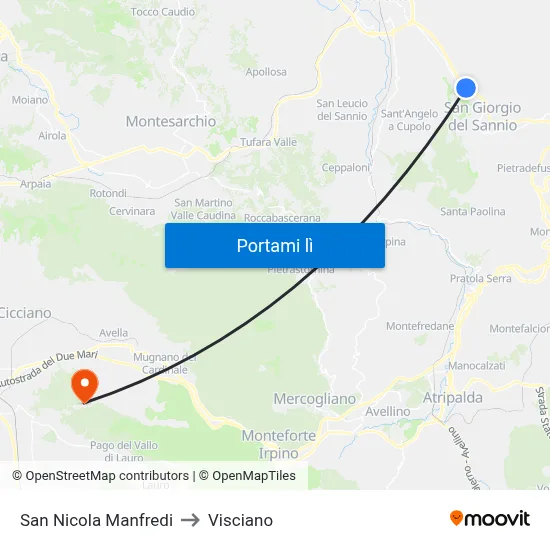 San Nicola Manfredi to Visciano map
