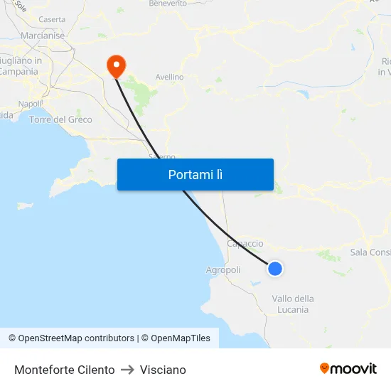 Monteforte Cilento to Visciano map