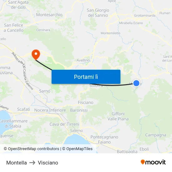 Montella to Visciano map