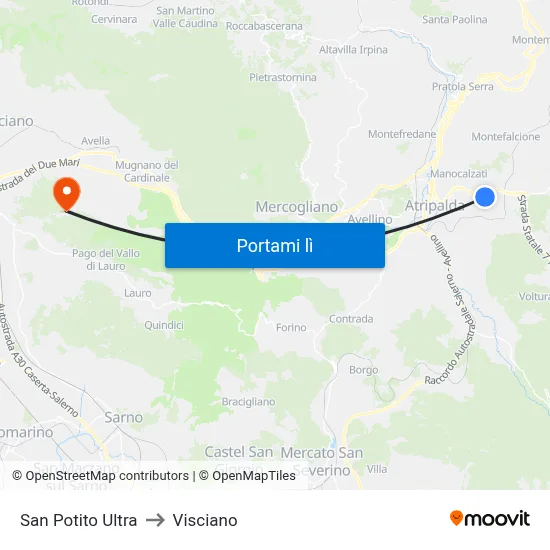 San Potito Ultra to Visciano map