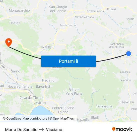 Morra De Sanctis to Visciano map
