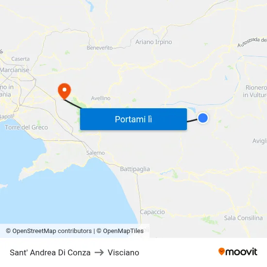Sant' Andrea Di Conza to Visciano map