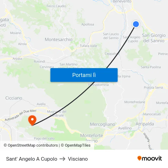 Sant' Angelo A Cupolo to Visciano map