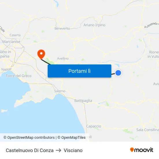 Castelnuovo Di Conza to Visciano map