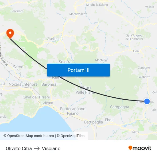 Oliveto Citra to Visciano map