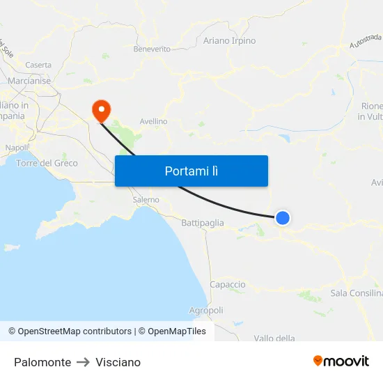 Palomonte to Visciano map