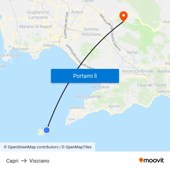 Capri to Visciano map