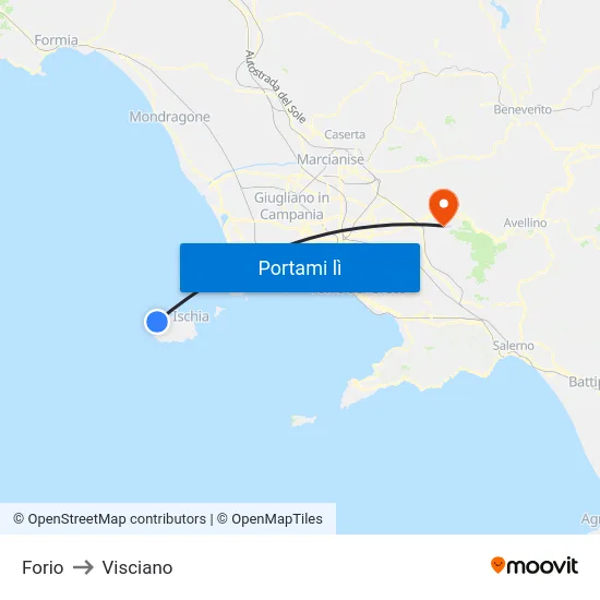 Forio to Visciano map