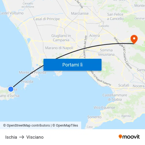 Ischia to Visciano map