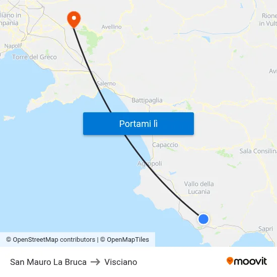 San Mauro La Bruca to Visciano map